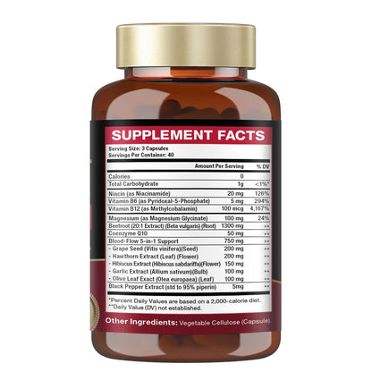 Totaria Beetroot Capsules 2230mg Support Blood Pressure & Heart Health, Nitric Oxide Supplement with Grape Seed, Hawthorn, Garlic & CoQ10, Blood Flow Beet Root Powder | 120 Count