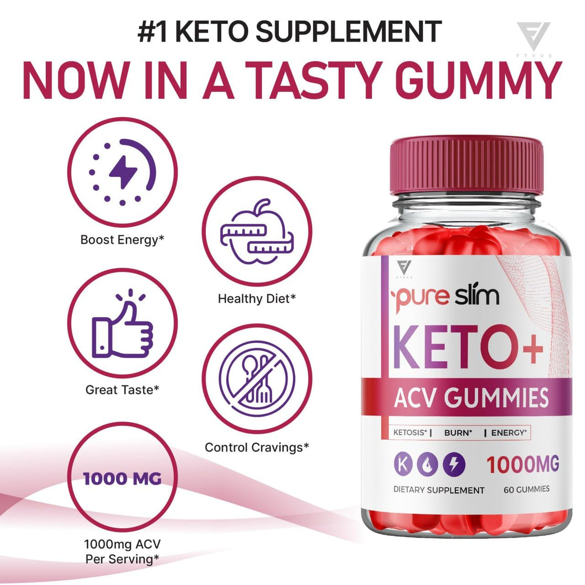 (5 Pack) Pure Slim Keto ACV Gummies, Pure Slim Keto ACV Gummies Advanced Weight