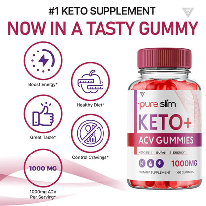 (5 Pack) Pure Slim Keto ACV Gummies, Pure Slim Keto ACV Gummies Advanced Weight
