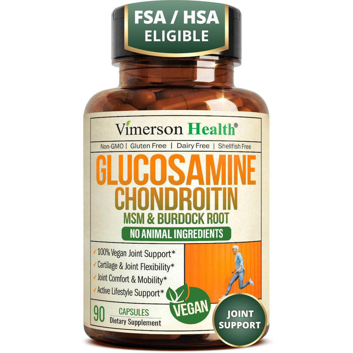 Glucosamine Chondroitin MSM Joint Support Supplement for Women & Men 90 Ct