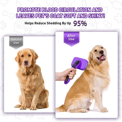 WOPQAEM Dogs Cats Self Cleaning Slicker Brush for Shedding & Grooming Any Breed