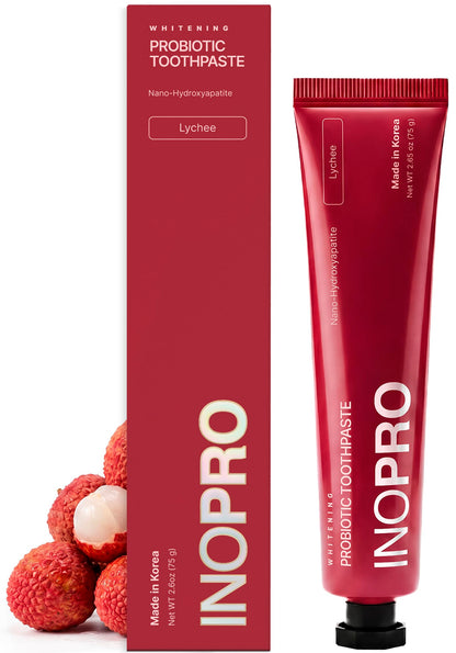 INOPRO Whitening Hydroxyapatite Toothpaste with Probiotic for Sensitive Teeth, Fluoride Free Enamel Support Toothpaste, SLS Free, Baking Soda, Coconut Oil, 5oz