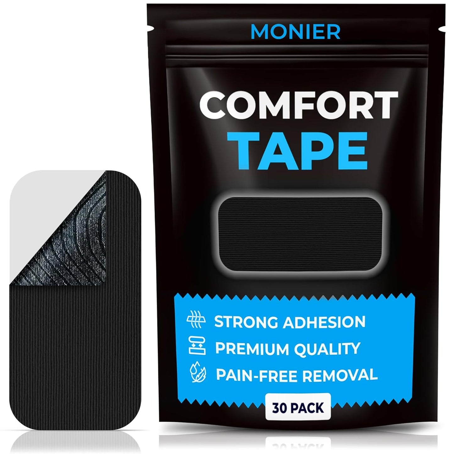 MONIER Comfort Tape (30 Pack) - Pain Free Removal, Hypoallergenic | Latex Free & Gentle On Skin, Packaging May Vary, Skin Friendly Adhesive Cotton Tape