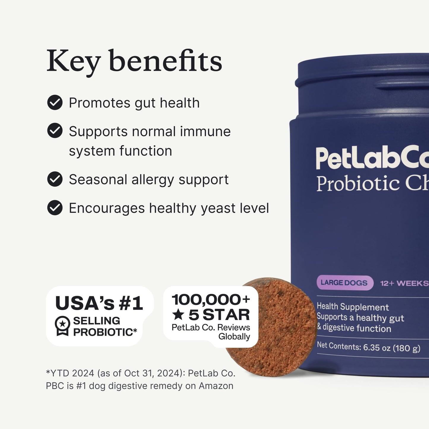 PetLab Co. Probiotic Chews for Dogs, Tailored, Small | Size-specific 8-strain probiotic blend with prebiotics to support digestive health, skin and seasonal allergy support