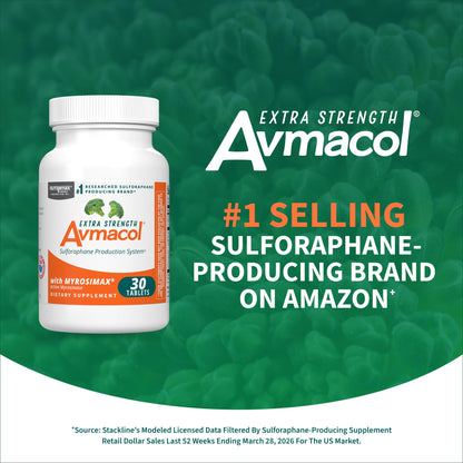 Nutramax Avmacol Extra Strength Sulforaphane Producing Supplement, 75 Tabs | Detoxification Support, #1 Researched Sulforaphane Producing Brand, with Glucoraphanin & Myrosinase, Published Studies