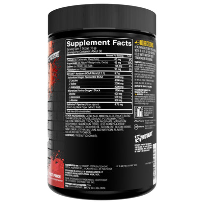 Mutant Hardcore BCAA - Pre, Intra or Post Workout – BCAA Next Level branched-Chain Amino Acids Supplement – Hydration + Recovery - 30 Serving - Blue Raspberry