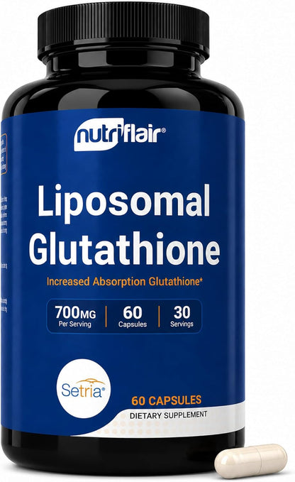 NutriFlair Liposomal Glutathione Supplement 700mg - Setria® Reduced L-Glutathione, 60 Capsules