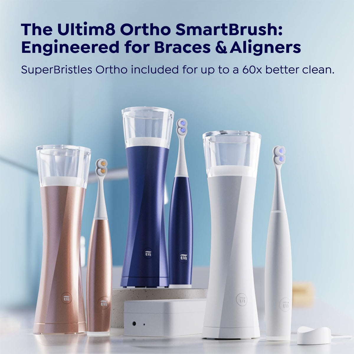 SuperMouth ULTIM8 Ortho System, Electric Toothbrush + UV Hub, Rose Gold