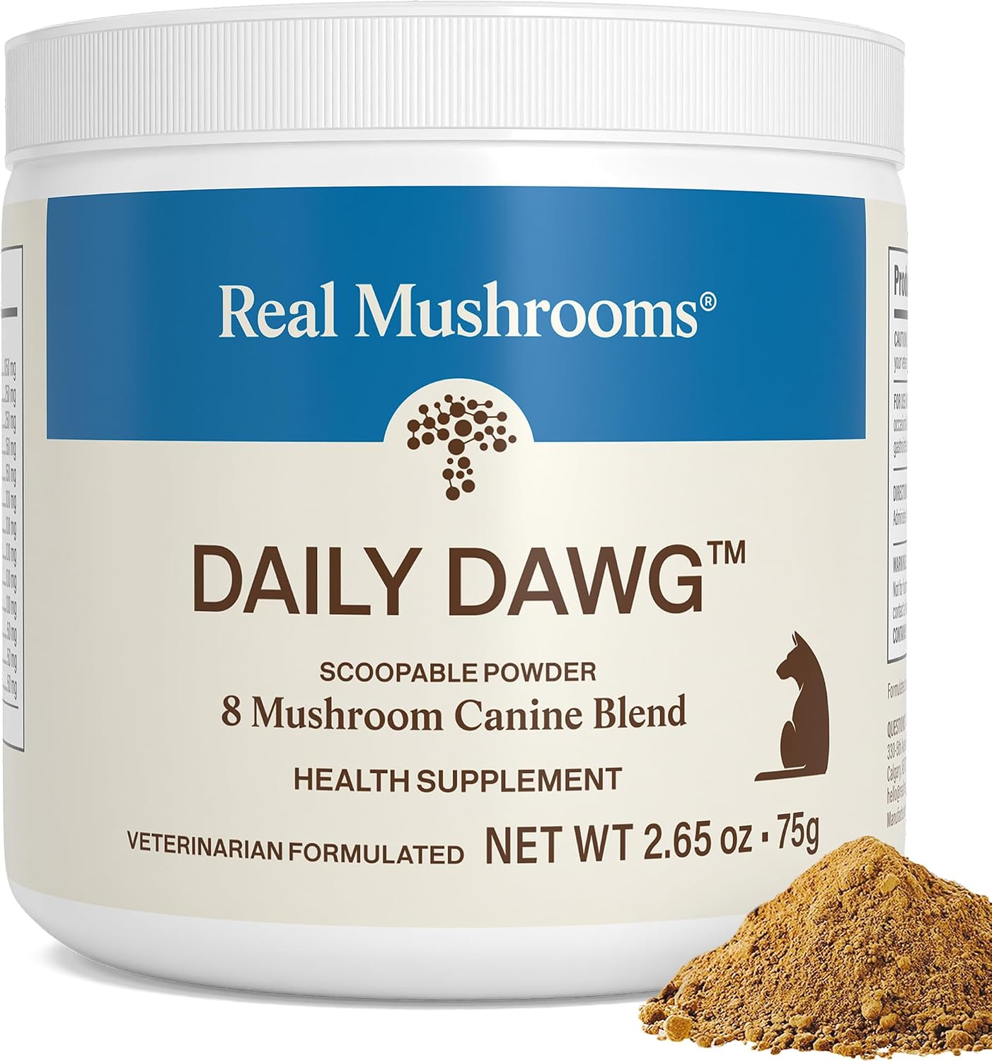 Real Mushrooms Whole Dog Health – Functional Mushroom Blend for Dogs with Lion’s Mane, Cordyceps, Turkey Tail, Reishi, Shiitake for Overall Wellbeing of Dogs – 2.65 oz Powder Supplement