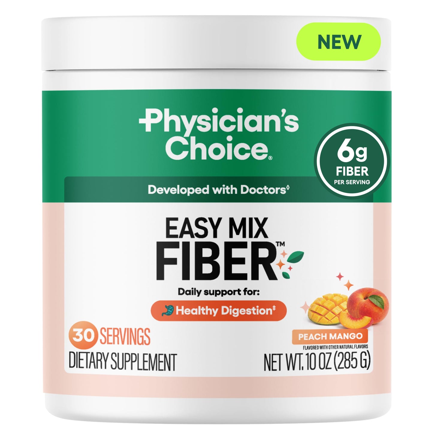 Physician's CHOICE Easy Mix Fiber for GLP-1 Support - No Grit & Sugar Free - Daily Prebiotic Soluble Fiber Powder Supplement - Digestive Health & Regularity - for Women and Men - Unflavored - 7.1oz