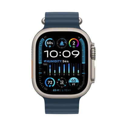 Apple Watch Ultra 2 [GPS + Cellular, 49mm] - Titanium Case with Blue Ocean Band, One Size (Renewed)