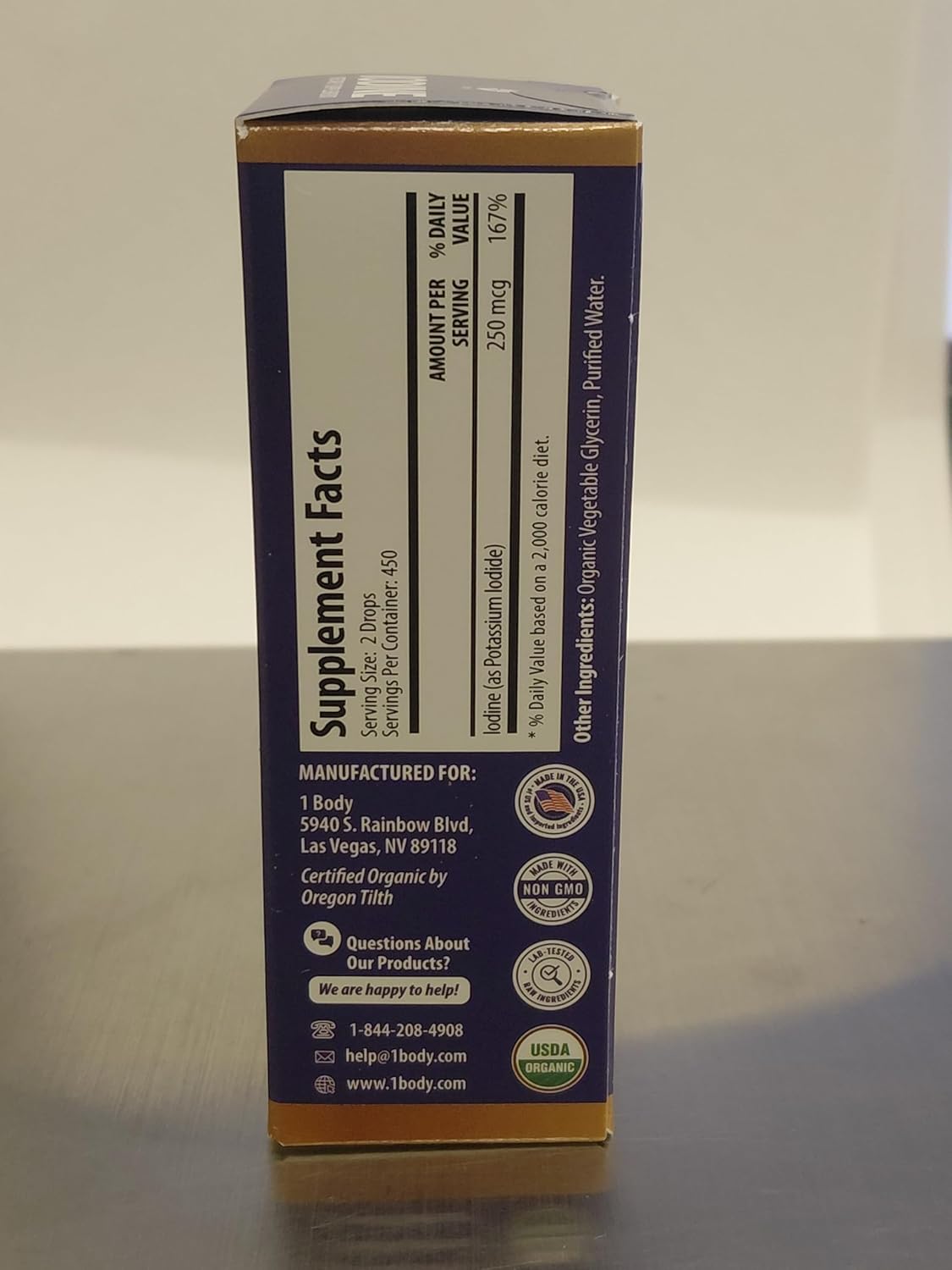 1 Body Liquid Iodine Drops, Potassium Iodide Supplement, 450 Servings