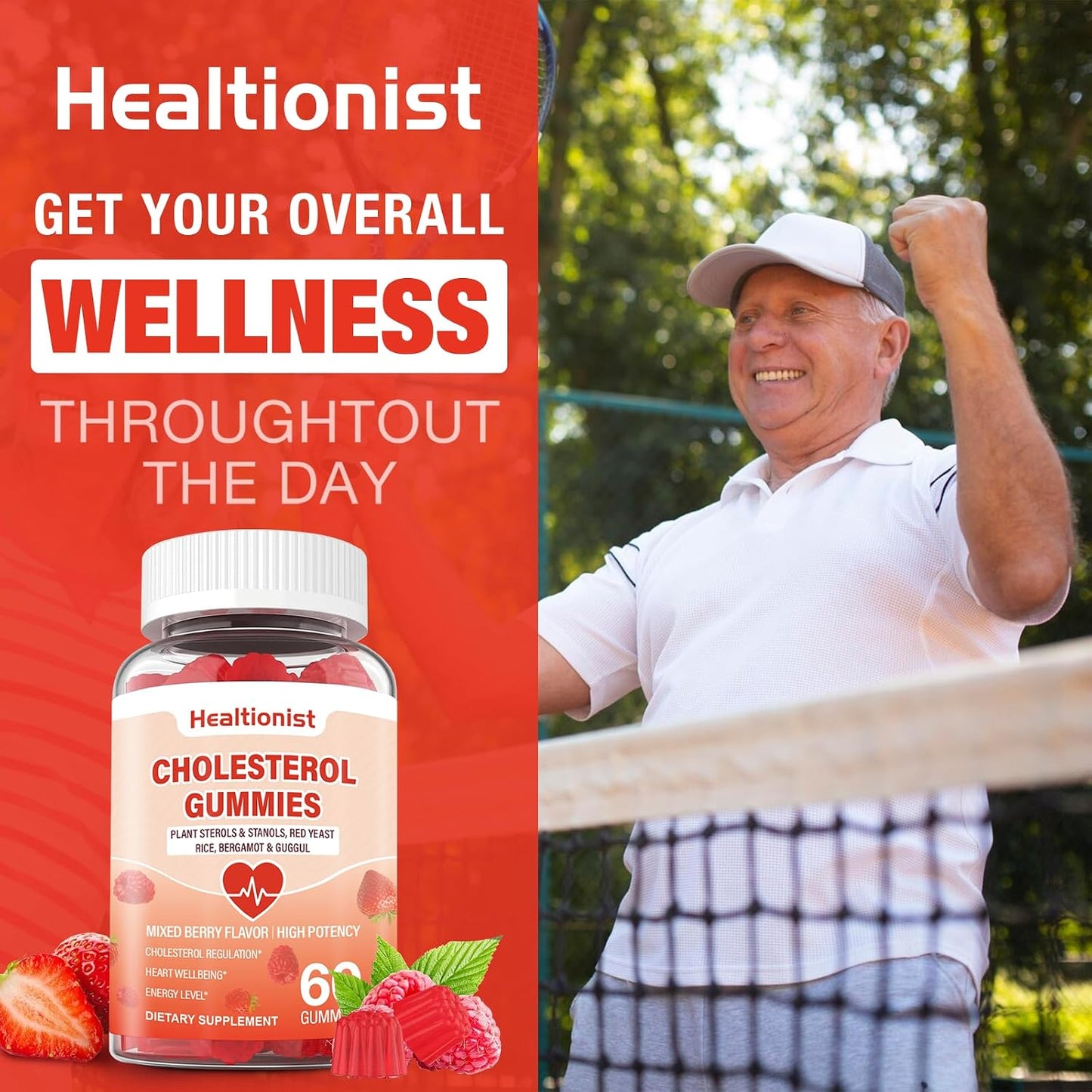 2 Packs Cholesterol Supplements with 2000 Mg Plant Sterols & Stanols, Citrus Bergamot, Red Yeast Rice, Lowering, Mixed Berry Flavor, 120 Counts