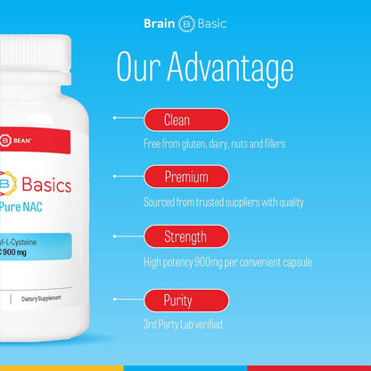 Brain Basics Ultra NAC | Glutathione Precursor, Optimize Neurological and Liver Health and Immune Support | 90 Servings