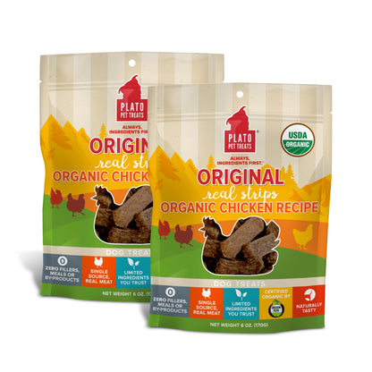 Plato Pet Treats Real Strips - Air-Dried Meat Bars for Dogs - Delicious, Limited Ingredient Dog Treats - Grain Free - Original Real Strips Turkey & Pumpkin 18oz - 2 Pack