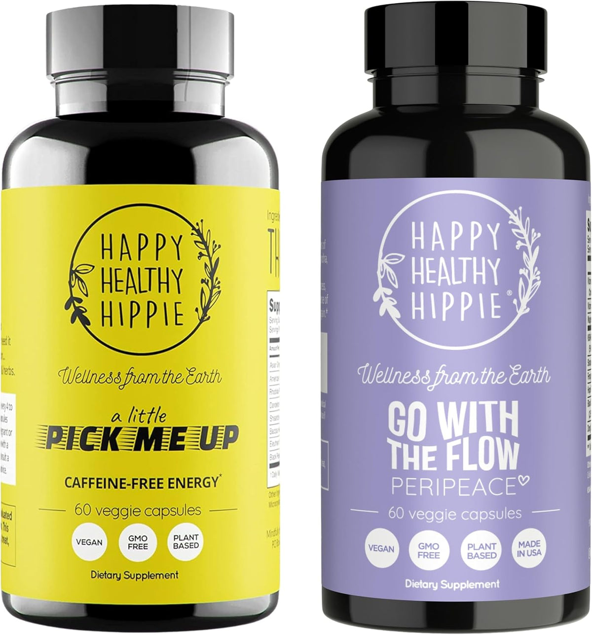 Happy Healthy Hippie PeriPeace Supplements for Women & A Little Pick Me Up Natural Energy Pills