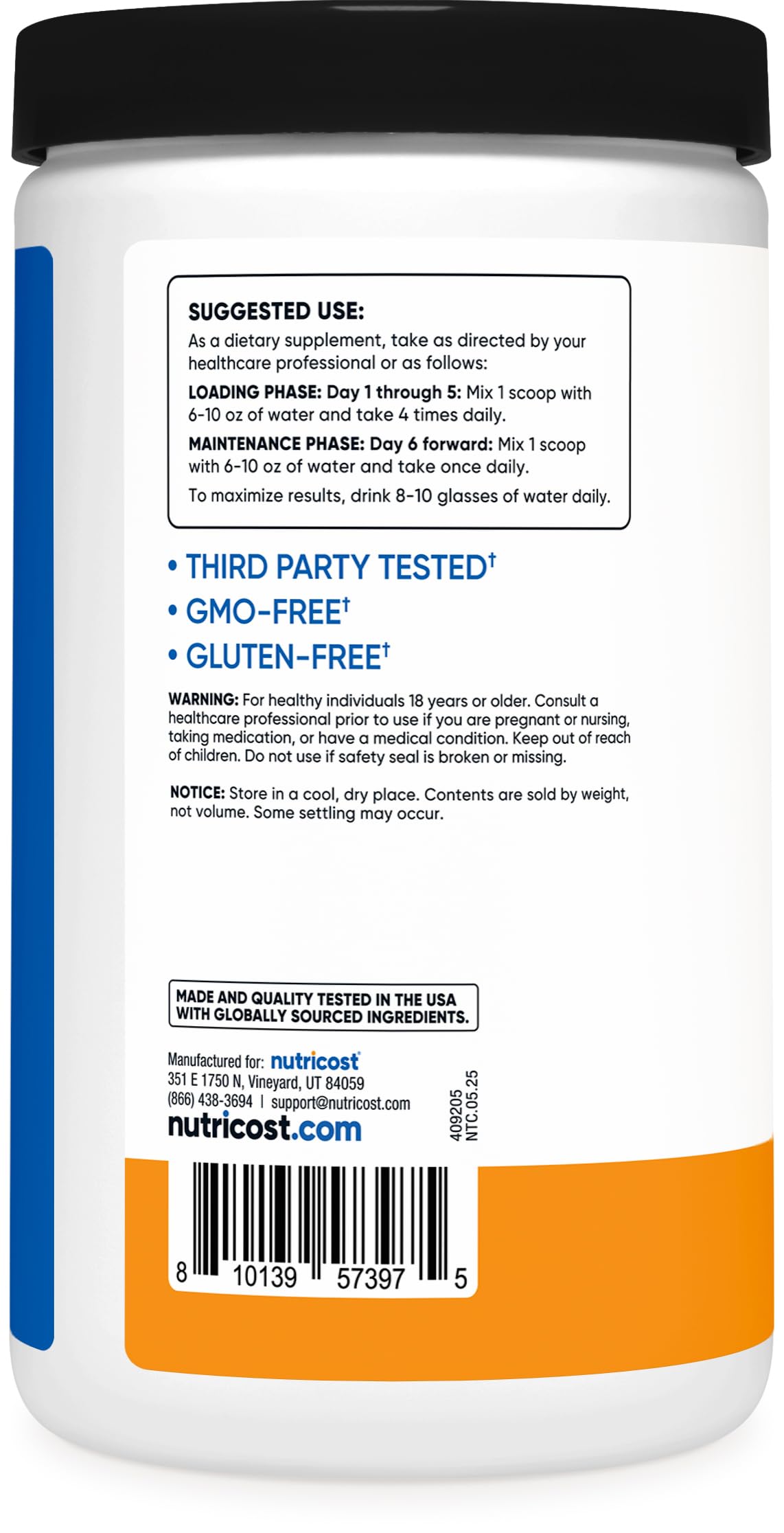 Nutricost Creatine Monohydrate Micronized Powder 500G, 5000mg Per Serv (5g) - 100 Servings, 17.9 Oz