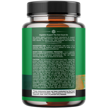 Herbal Laxative Capsules with Probiotics – Natural Laxatives for Constipation with Senna Leaf, Psyllium, Aloe Vera – Colon Cleanse for Women & Men - Detox for Gut Health & Weight Management – 60 Count