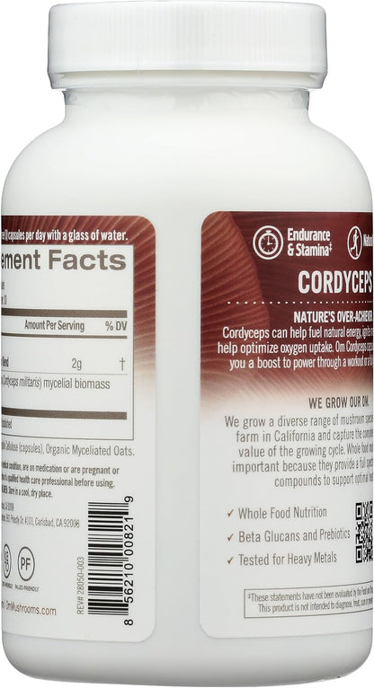 OM MUSHROOM SUPERFOOD Cordyceps Mushroom Capsules Superfood Supplement, 90 Count, 30 Days, Organic Energy Supplement for Stamina and Endurance