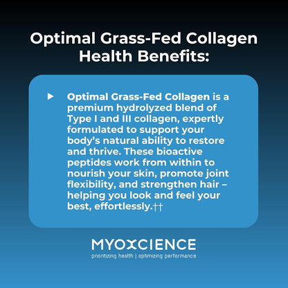 MYOXCIENCE Optimal Grass-Fed Collagen Powder | Bovine Collagen Peptides | Supports Collagen Production, Joint Health, Skin Elasticity, and More (30 Servings)