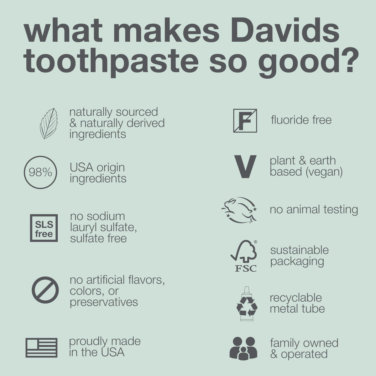 Davids Fluoride Free Toothpaste Teeth Whitening SLS Free Peppermint 5.25oz