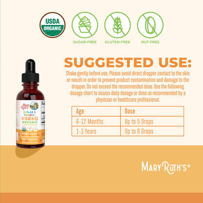 MARYRUTH'S Vitamin D3 Liquid Drops | Megadose 4000 IU | USDA Organic Liquid Vitamin D Spray for Adults & Kids | Immune Support & Bone Health | Vegan | Gluten Free | Non-GMO | 30 Servings