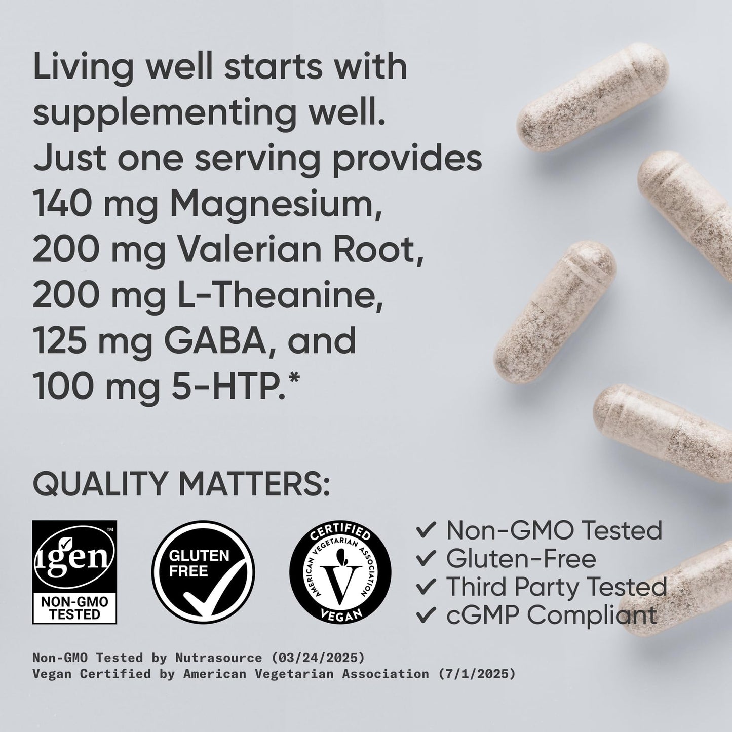 Sports Research® Sleep Complex- Melatonin-Free Vegan Capsules - with Valerian Root, GABA, L-Theanine, Magnesium & 5-HTP - 30 Servings