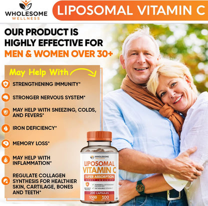 Wholesome Wellness Liposomal Vitamin C Capsules + Multi Collagen Protein Powder Hydrolyzed Bundle