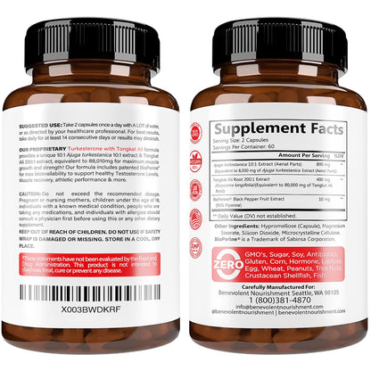 Turkesterone 8,000mg [Highest Purity] + BioPerine® for High Absorption Supplement