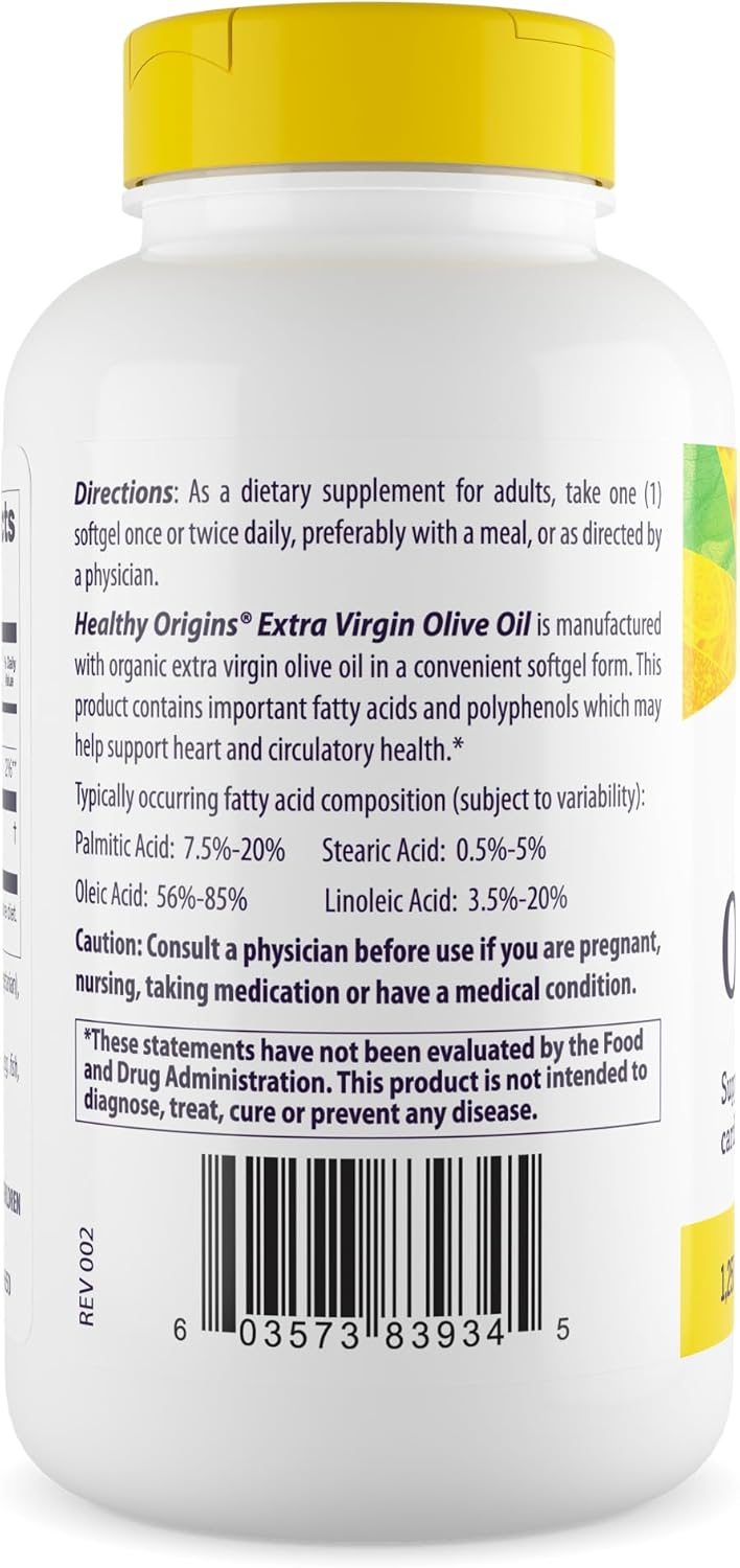 Healthy Origins Extra Virgin Olive Oil 1,250 mg, 120 Softgels