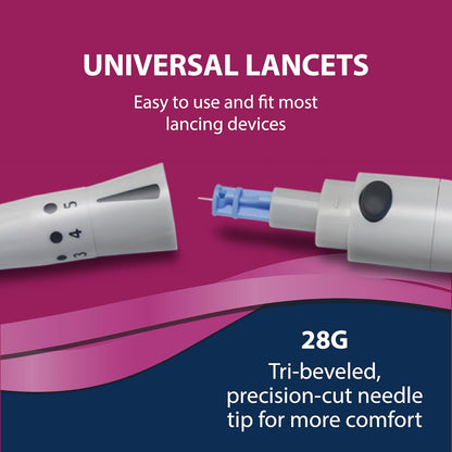 TRUEplus Single-Use Sterile Lancets Bundle, 28G, 300 Pack | Blood Lancets (Sterile, 28G, 4 cm total length) and TRUEplus Log Book, Supplies for Blood Glucose Testing at Home