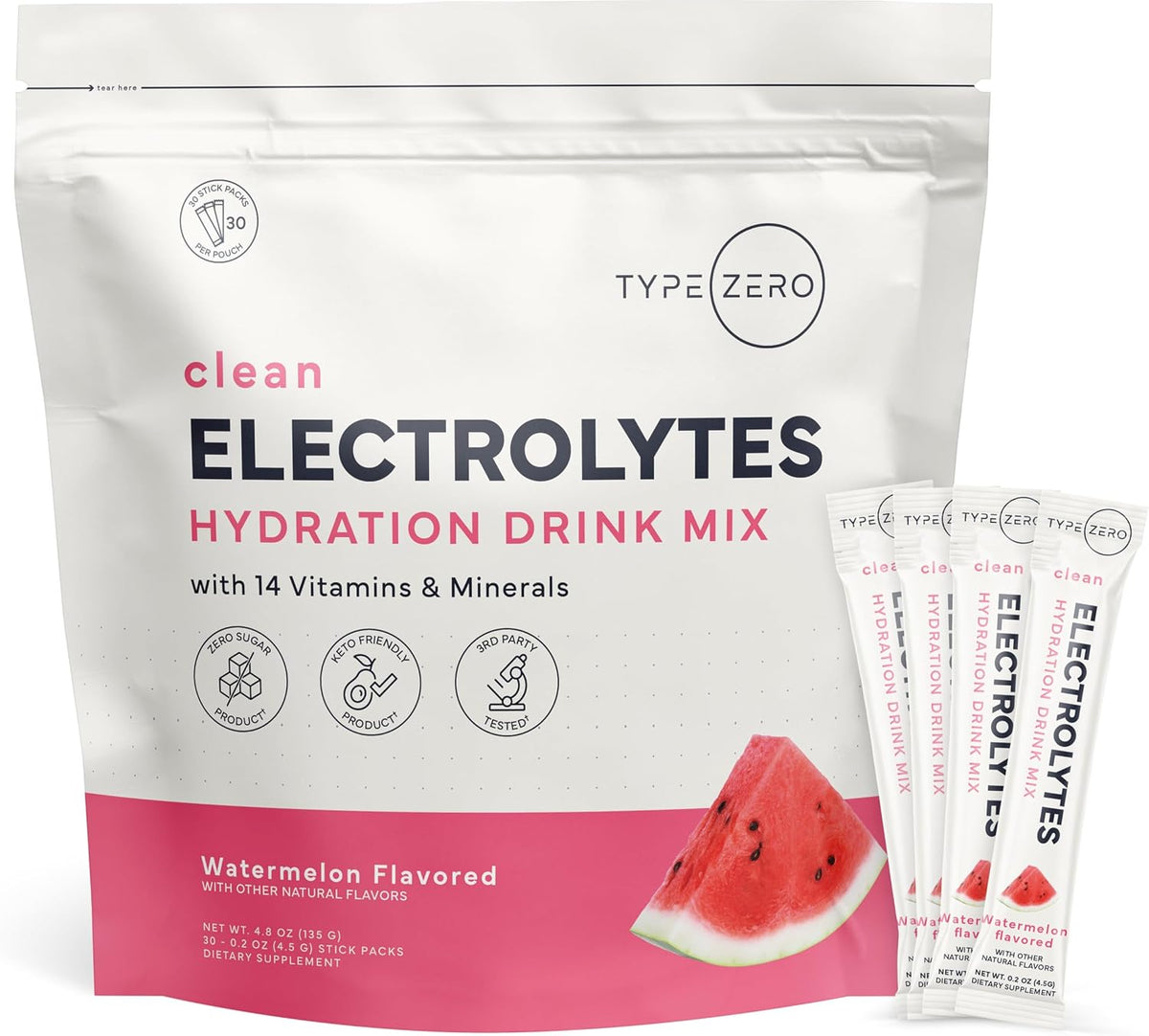 Type Zero Sugar Free Electrolyte Packets (Watermelon) 30 Stick Packs