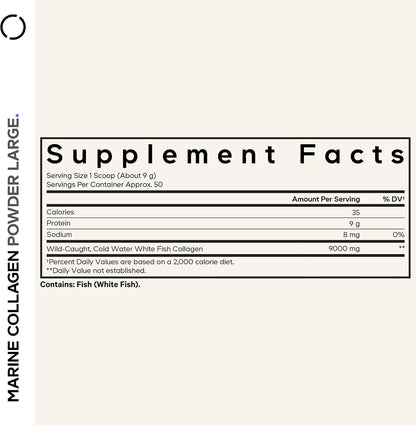 Codeage Marine Collagen Powder - Wild-Caught Hydrolyzed Fish Collagen Peptides - Type 1 & 3 Collagen Protein Supplement - Amino Acids for Skin, Hair, Nails - Paleo Friendly, Non-GMO, 15.87 Ounces
