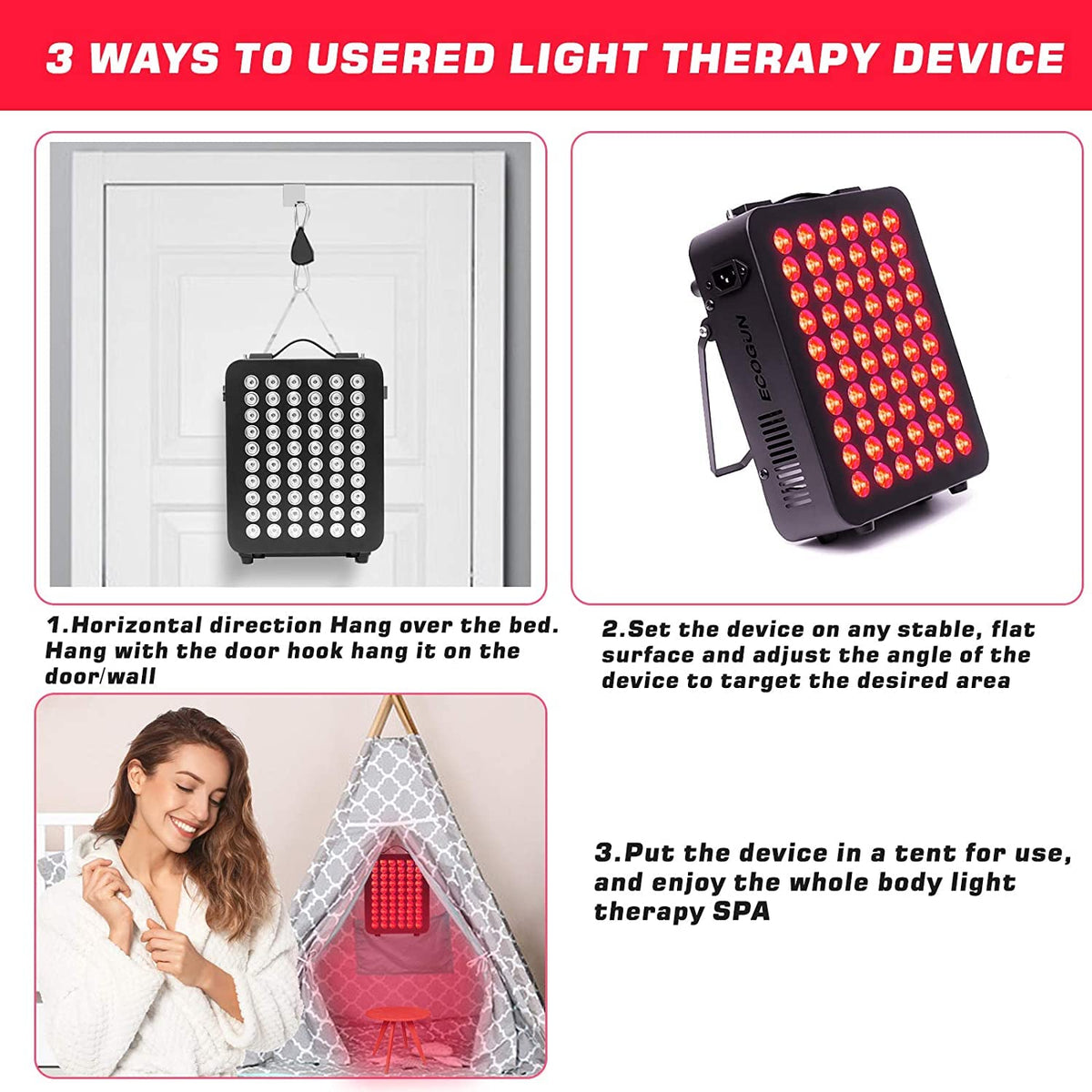 Red Light Therapy Device - Near Infrared Light Therapy with Timer, 60 Clinical Grade LEDs