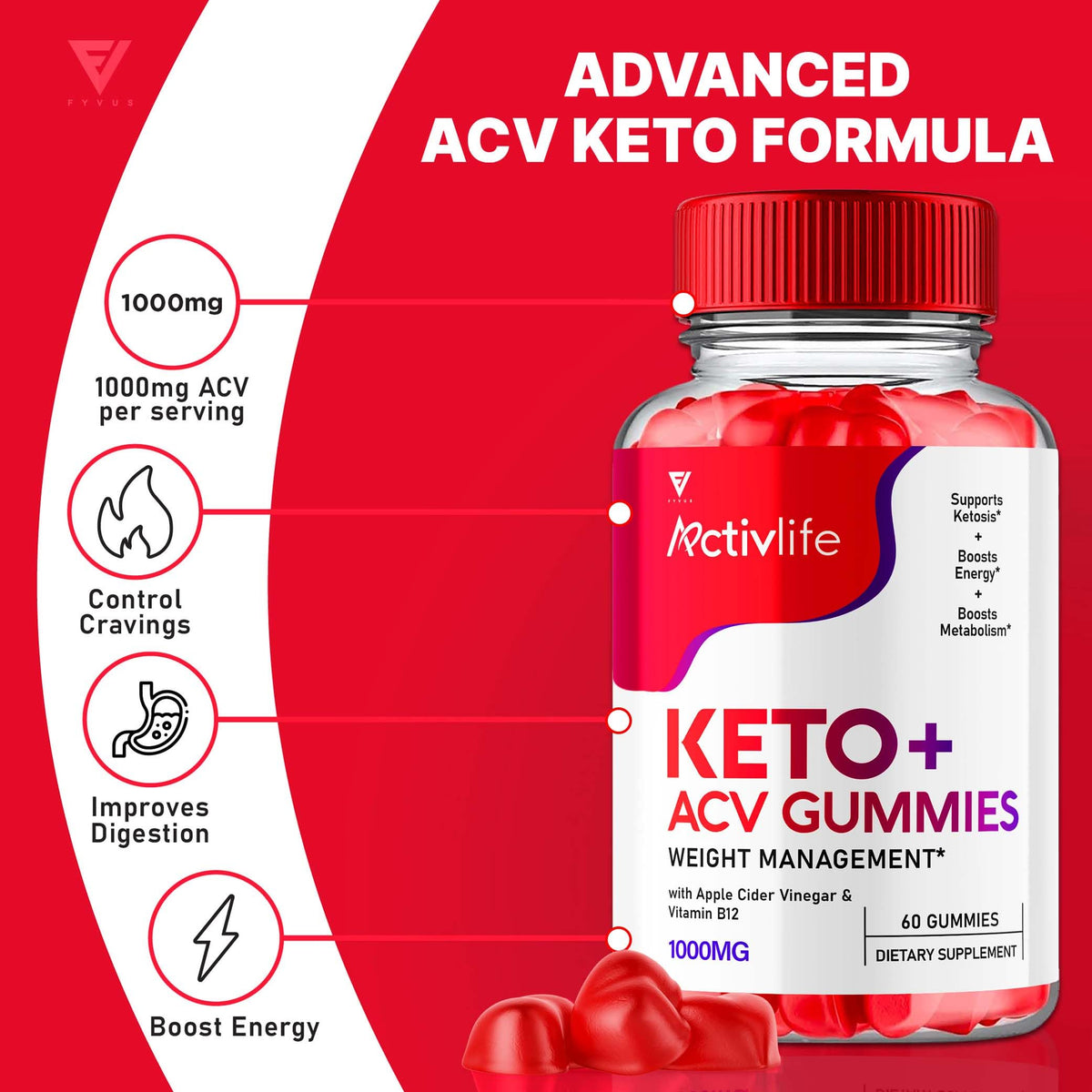 (2 Pack) Activlife Keto ACV Gummies Activelife Keto Advanced, Active Life Keto