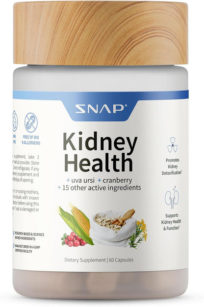 Snap Supplements Kidney Health Support Supplement for Women & Men, 60 Count | Organic Cranberry Extract, Grape Seed Extract, Urinary Tract Support, Non-GMO Vegan Formula