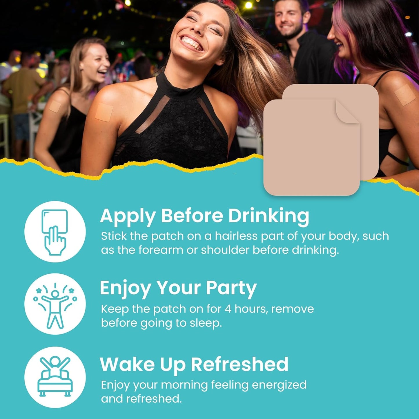 Recovery Patches 60 Pack - Wake Up Refreshed & Energized | Natural Ingredients Recovery Stickers, Skin-Friendly & Waterproof, Apply Before Drinking, Enhanced Morning Formula