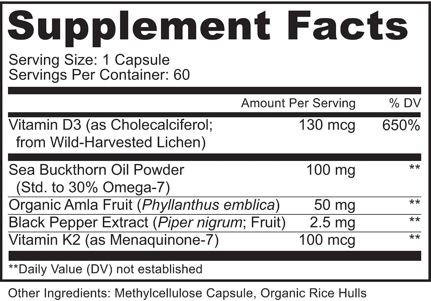 MoxyVites Vitamin D3 K2 5000 IU – High Absorption D3 + K2 MK-7 with Sea Buckthorn Oil & Omega-7 – Bone, Heart & Immune Support for Women & Men – 60 Vegan Capsules