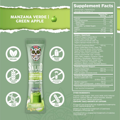 Salud 2-in-1 Greens Powder + Superfood Drink Mix, Strawberry Lime | 20+ Fruits and Veggies, Probiotics, Prebiotics, Supports Digestive Health, Bloating Relief, Vegan (15 Servings)
