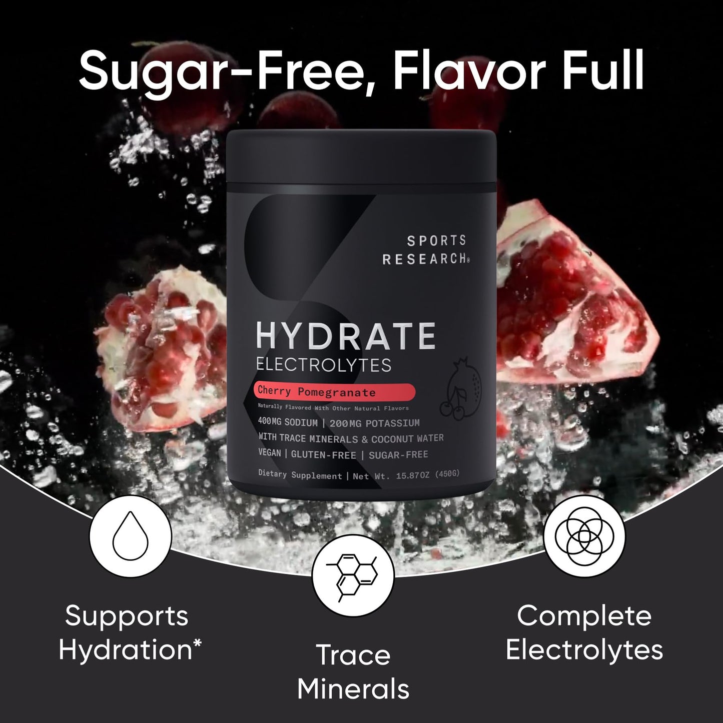 Sports Research® Hydrate Electrolytes Powder Packets - Sugar-Free & Naturally Flavored with Vitamins, Minerals, and Coconut Water - Supports Hydration - 16 Packets - Variety Pack | Sugar-Free