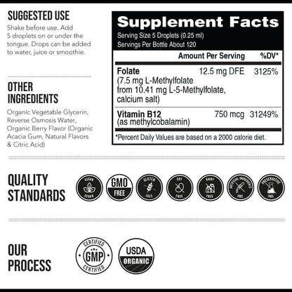 L Methylfolate 7.5mg plus Methyl B12 - Active 5-MTHF Form, MTHFR Supplement - Bloodstream Ready Methylated Folate + B12 Cofactor - Supports Mood, Homocysteine Methylation, Cognition (60 Capsules)