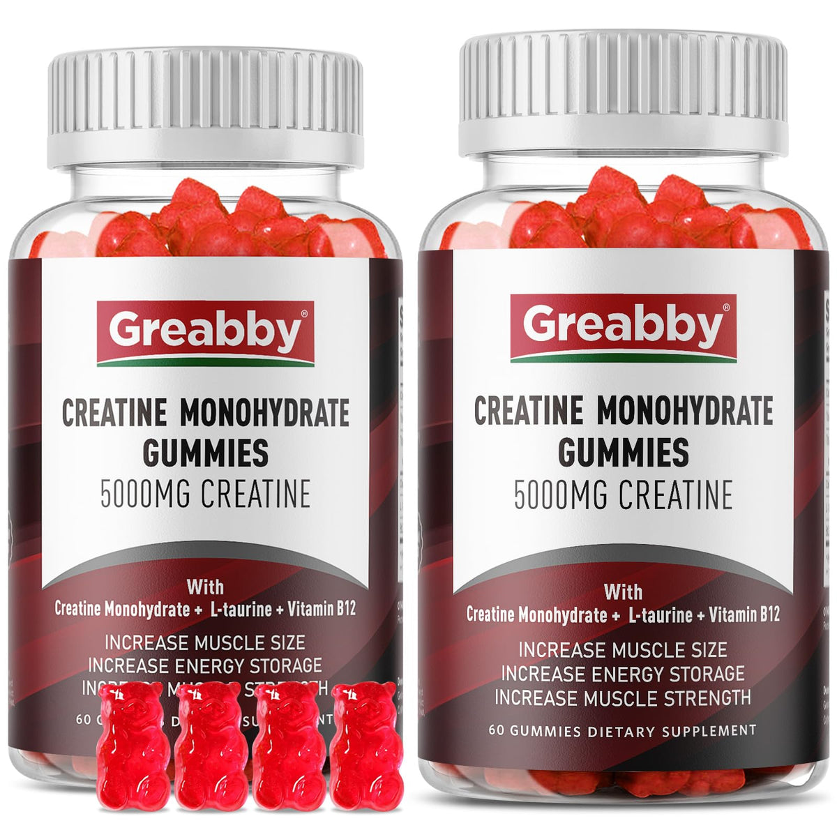 GREABBY Creatine Monohydrate Gummies - 5g Creatine Monohydrate for Women & Men