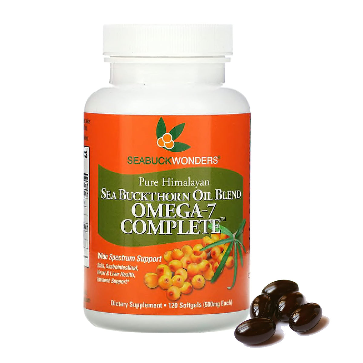 SeabuckWonders Sea Buckthorn Oil Blend, Omega-7 Complete, Max Potency, 120 Count 