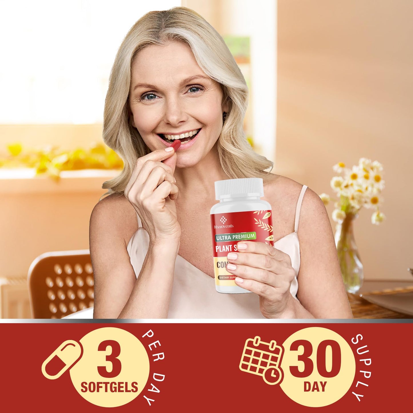 Itharoventis Plant Sterols Supplement with Red Yeast Rice | Advanced Formula with Omega-3, Bergamot & Garlic, 90 Softgels