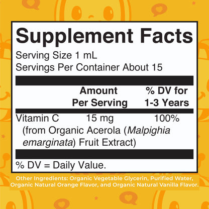 MARYRUTH'S USDA Organic Kids Vitamin C Drops Vegan Vitamin C Immune Support Supplement for Ages 4-13 | Immune Support & Overall Health | Vitamin C from Organic Acerola Fruit Extract | 2oz