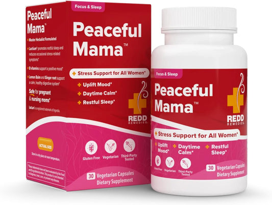Redd Remedies Peaceful Mama | Designed for Women in All Stages of Life | with Lactium, Lemon Balm, and Ginger Root | 30 Servings