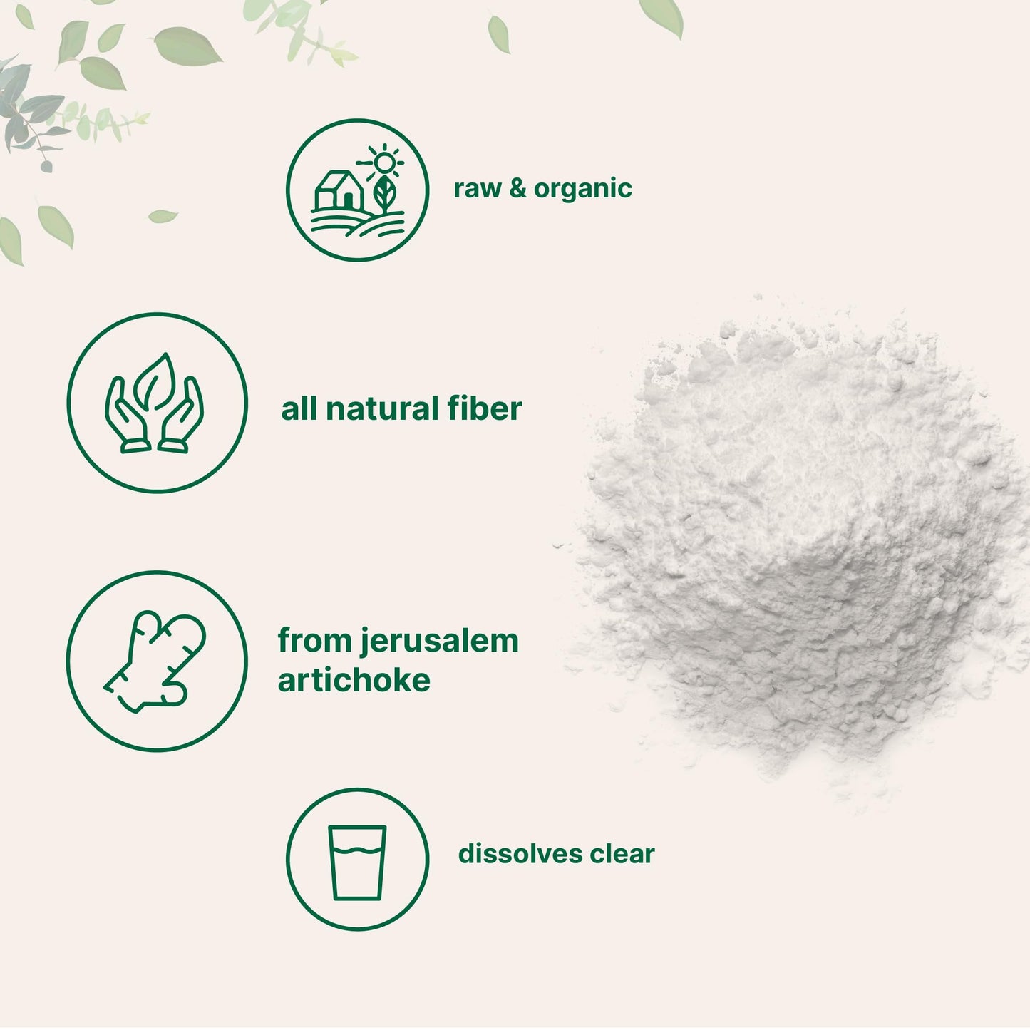 Micro Ingredients Organic Inulin FOS Fiber Powder, 2.2 lbs | Quick Water-Soluble Prebiotic | Natural Fiber for Smoothies & Drinks | Vegan Friendly, Dissolves Clear