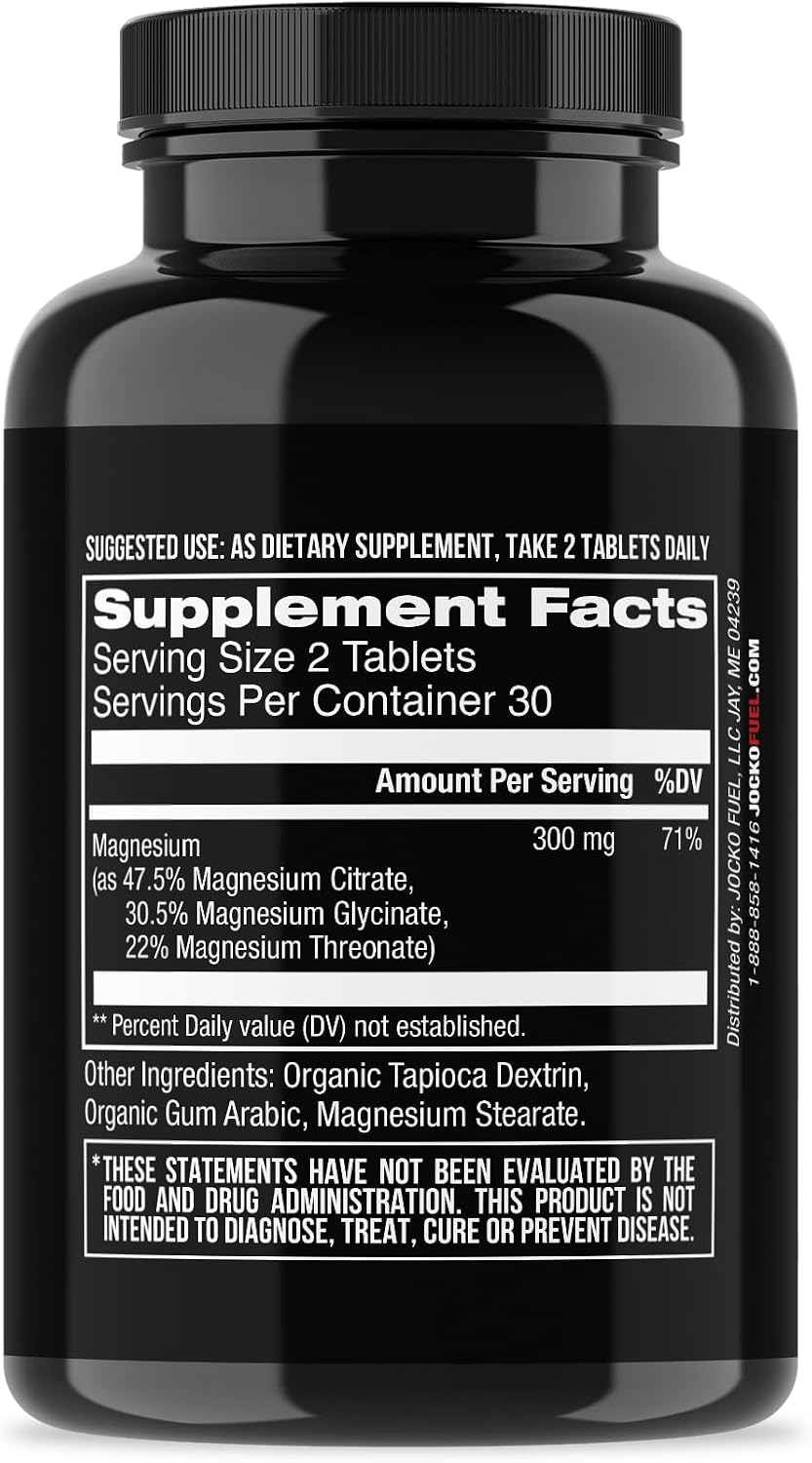 Jocko Fuel Magnesium Complex Supplement - Magnesium Glycinate, Citrate, & Taurate Capsules Dietary Supplement for Muscle Recovery & Relaxation, Heart, Nerve, Bone Support, & Sleep 30-Day Supply