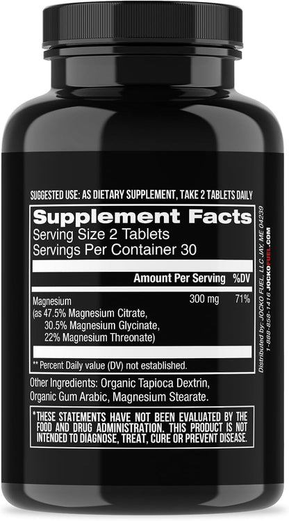 Jocko Fuel Magnesium Complex Supplement - Magnesium Glycinate, Citrate, & Taurate Capsules Dietary Supplement for Muscle Recovery & Relaxation, Heart, Nerve, Bone Support, & Sleep 30-Day Supply