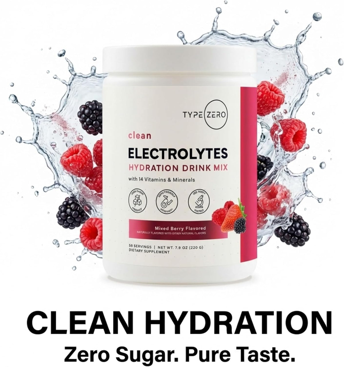 Type Zero Clean Electrolytes Hydration Powder (Mixed Berry) 50 Servings